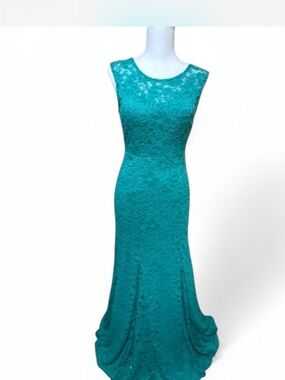 Teal Lace Fitted Mermaid long Dress fairycore formal